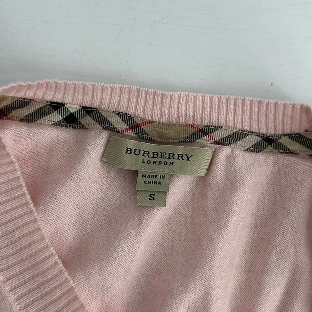 Burberry knit top silk cashmere blend light pink minimalist luxury soft sz sm - Picture 11 of 11